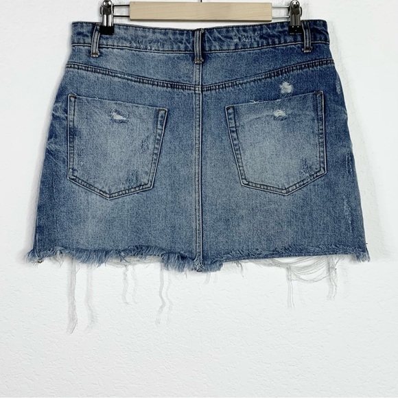 Forever 21 Distressed Denim Mini Skirt - Picture 2 of 5